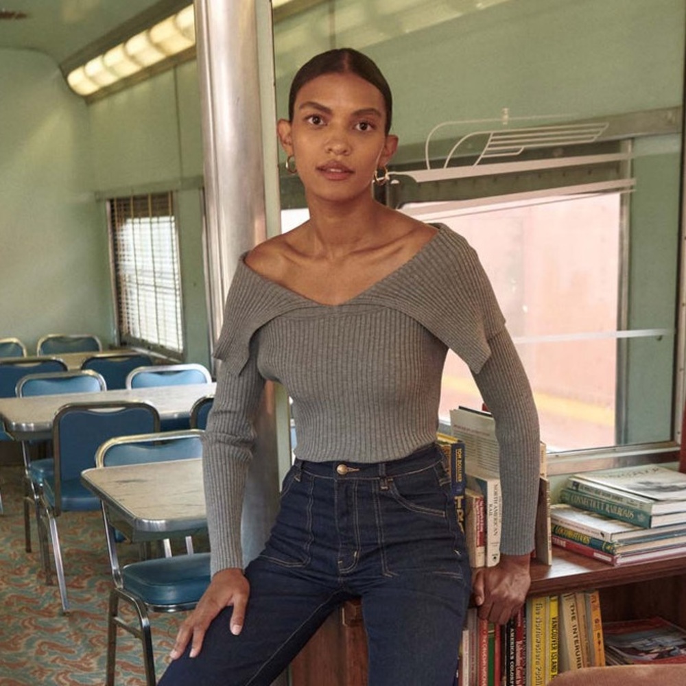 Promesa Rib-Knit Foldover Sweater